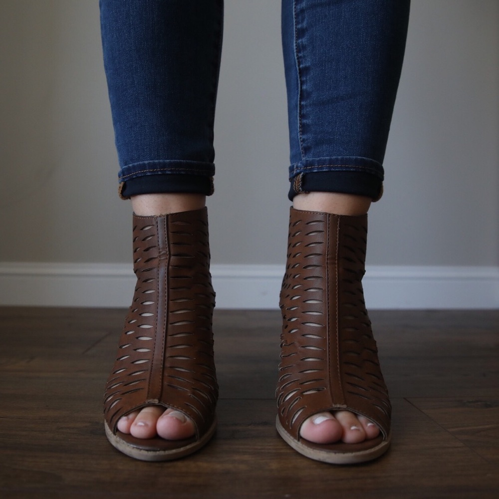 Brown leather heels